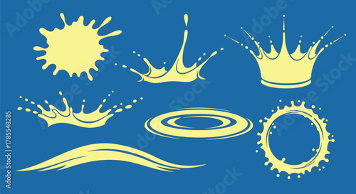 Elegant water drop splash set for branding, packaging, and product design needs