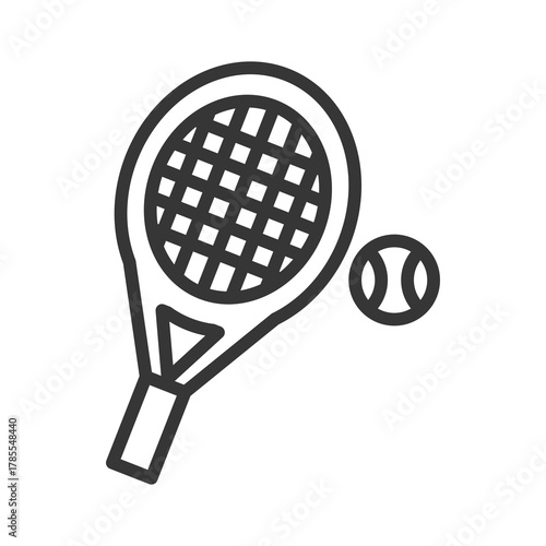Tennis Icon Illustration with Outline Style Variation