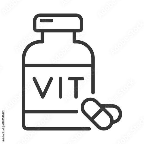 Vitamins Icon Illustration with Outline Style Variation