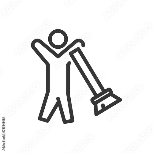Cleaning Icon Illustration with Outline Style Variation