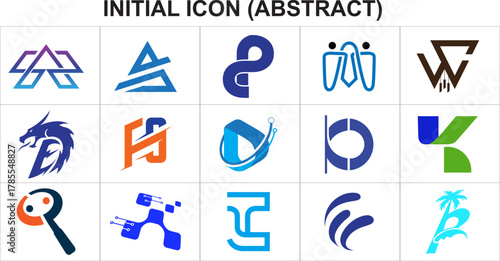 Abstract modern initial logo design vector, creative letter monogram symbol for business branding, minimal geometric style corporate identity template, professional alphabet logo concept illustration.