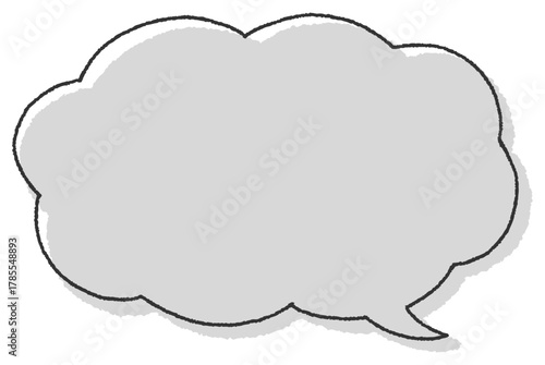  手描き風の雲型の吹き出し（横長）