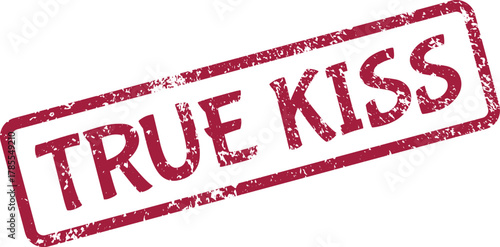 Authentic Kiss Concept Rubber Stamp with Distressed Texture and Bold Red Ink