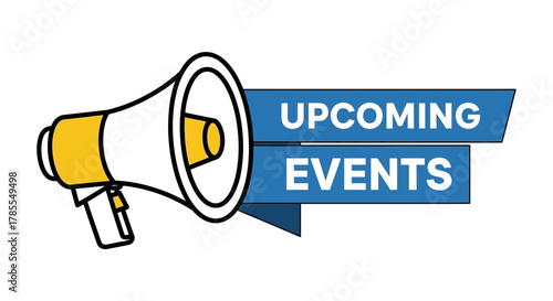 Upcoming events announcement with megaphone for marketing promotion use now!