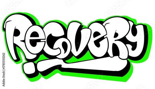 text recovery, letter recovery illustration with graffiti bubble style