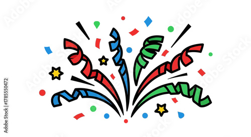 Vibrant confetti and streamers exploding for your festive celebration designs