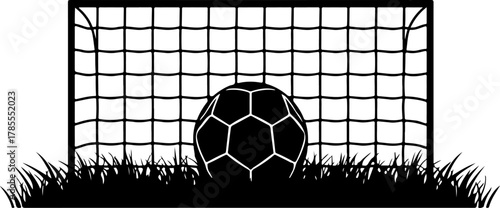 soccer ball in goal net silhouette