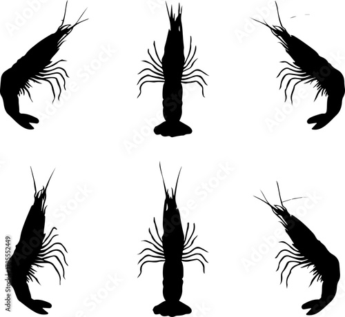 black shrimp set silhouette