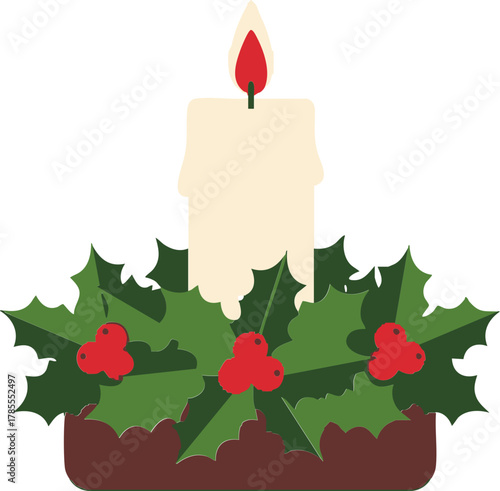 Christmas Candle with Holly