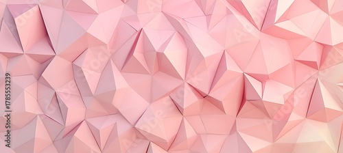 Abstract low poly geometric background with pink pastel color and triangular shapes for modern design empty template ideal for personalized use