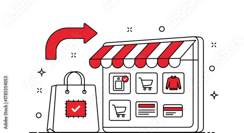 Seamless online shopping experience with digital store and shopping bag