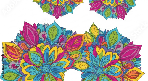 Floral mandala pattern with vibrant colors isolated on