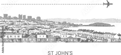 St Johns Cityscape Aerial View Airplane Flight Path