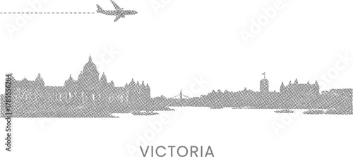 Victoria Skyline with Airplane Silhouette