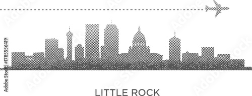 Little Rock skyline with airplane vector silhouette
