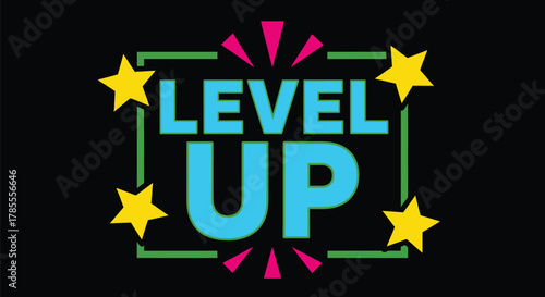 Achieve new heights with this vibrant 'Level Up' graphic design