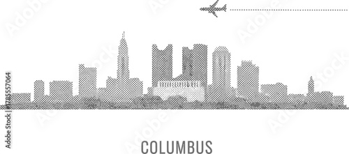 Columbus Skyline with Airplane Silhouette