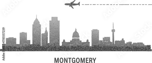 Montgomery Alabama Skyline with Airplane