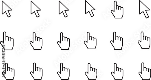 Collection of cursor and hand pointer icons