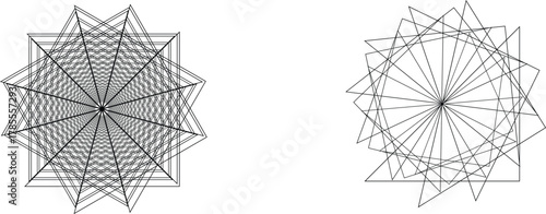 Intricate Geometric Starburst Patterns with Concentric Lines on White Background abstract