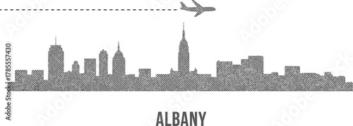 Albany Skyline with Airplane and Dash Line