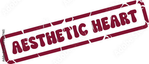 Expressive Maroon Rectangular Stamp Imprint Featuring Bold Aesthetic Heart Text for Emotional Appeal