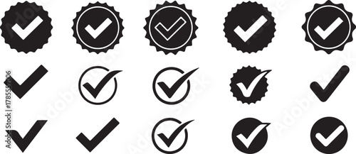 Collection of black check mark icons