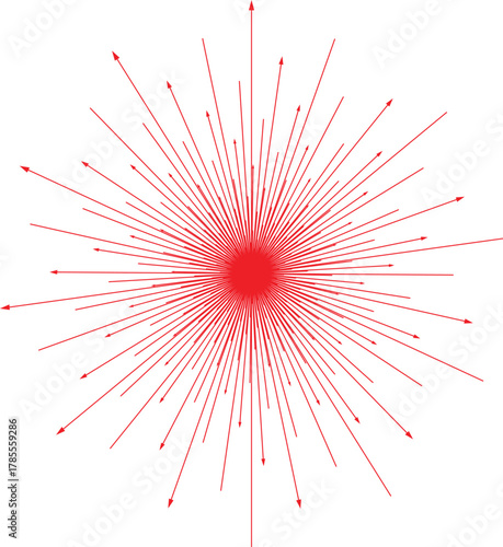 Red Arrow Burst Pattern Radiating Outward on White Background abstract