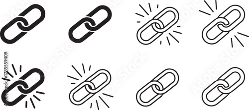 Collection of chain link icons in different styles