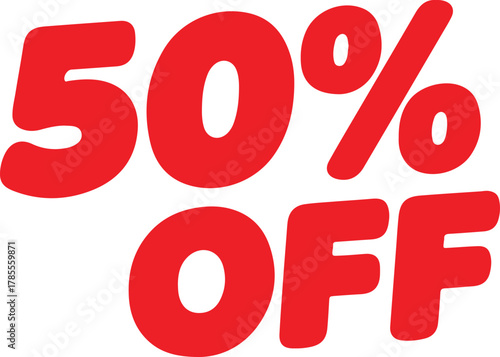 Red 50 percent off promotion for marketing use
