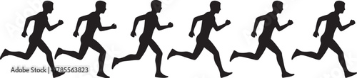 Silhouetted runners showing a group of people running together in a race or competition, symbolizing teamwork and determination