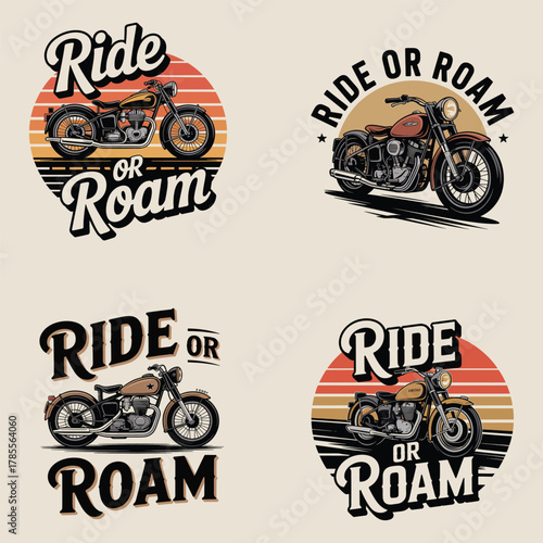 Ride or Roam Motorcycle Sunset Retro Design Vintage Style motorbike chopper