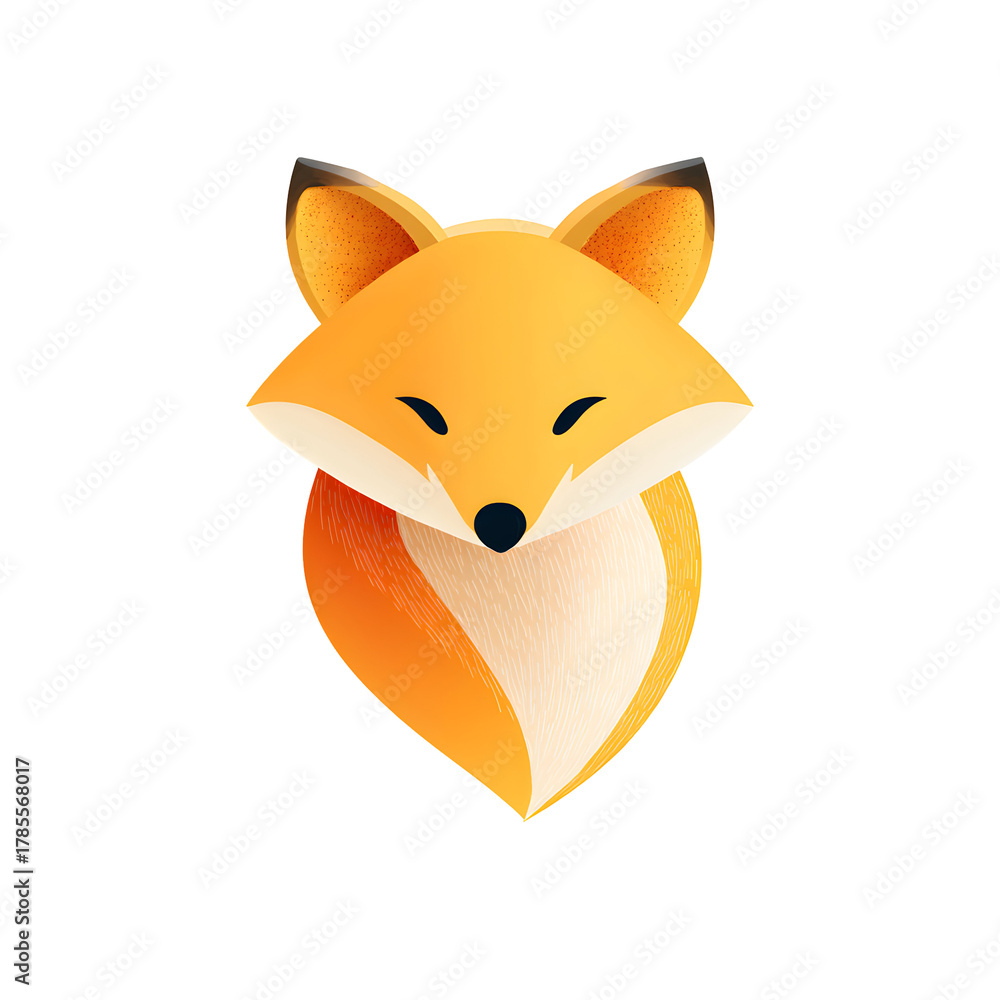 Obraz premium Fox Mascot's Calm: An illustrated fox mascot with captivating, closed eyes, exudes tranquility, perfect for embodying a sense of peace and gentleness.