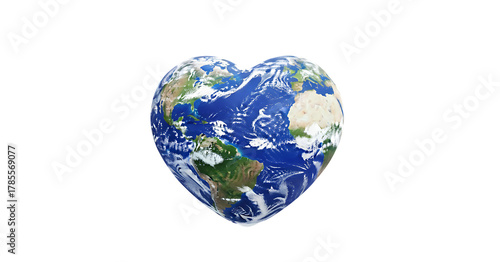 Fototapeta Naklejka Na Ścianę i Meble -  Heart shaped planet earth isolated on transparent background
