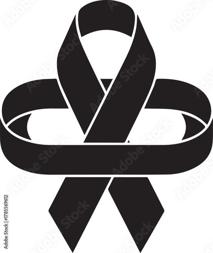 World aids day black ribbon symbol for awareness and remembrance support cause
