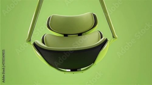 Lime Green Product Showcase Bright Lime Green Background with 3D Floating Ergonomic Chair Prototype — Modern Bright Lime Green 3D Chair Background in 4K Ultra HD