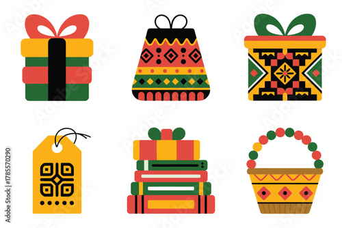 Outline color icons for religious festivals, illustrating calendar, clock, torah scrolls, and festive religious symbols,