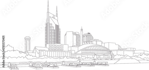 Faint Cityscape Outline Vector Illustration Abstract City Urban Landscape Silhouette Isolated