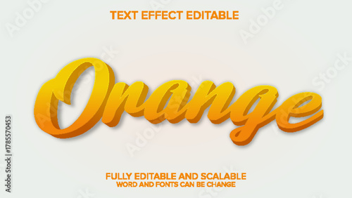 orange text effect 3d style vector editable
