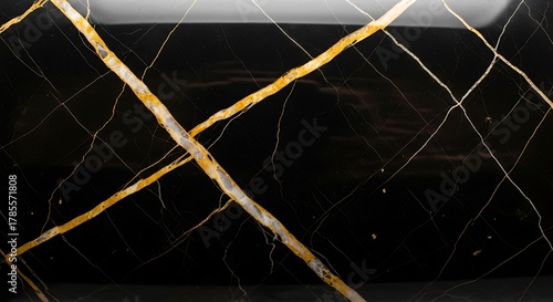 Dramatic black marble texture featuring opulent gold and fine white veining, creating a luxurious high-contrast stone background