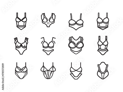 Lingerie line art graceful feminine design
