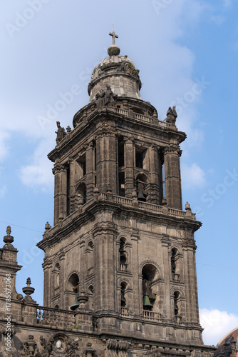Facade of the Mexico City Cathedral, in the Zocalo of Mexico City.