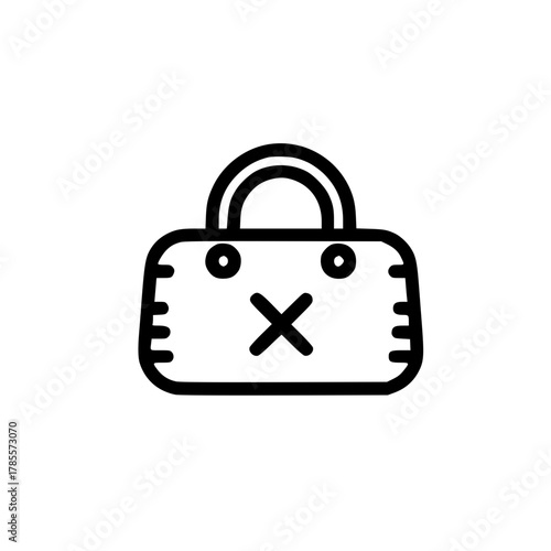 Cross icon on bag representing item removal cancellation and ecommerce interface concept