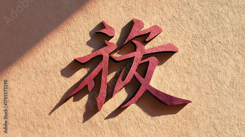 Heritage shines through intricate Chinese script on light colored wall, creating captivating visual experience