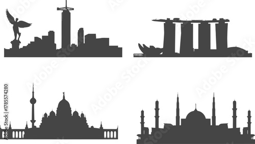 Cityscape Modern Urban Silhouette Architecture Building Travel Design Landmark Vector