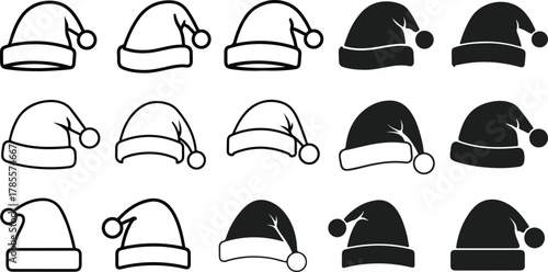 Christmas santa hats vector icon collection for festive holiday designs