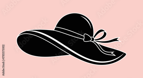 Elegant Wide Brim Hat Silhouette with Ribbon Accent