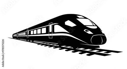 Modern High-Speed Train Silhouette Vector Illustration