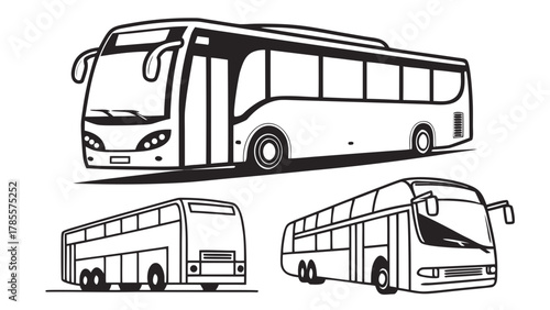 Public Bus Transport Line Art Illustration