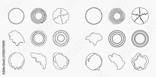 Set of various top view tree plan symbols for architectural and landscape design projects.